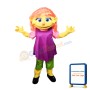 Orange Hair Girl With Purple Dress Mascot Costume