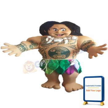 Passionate Tribal Leader With Leaf Skirt Mascot Costume