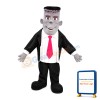Square Face Man With Red Tie Mascot Costume