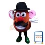 Big Eyes And Mouth Round Doll With Pink Ears Mascot Costume