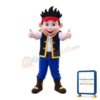 Exciting Little Boy With Red Headpiece Mascot Costume