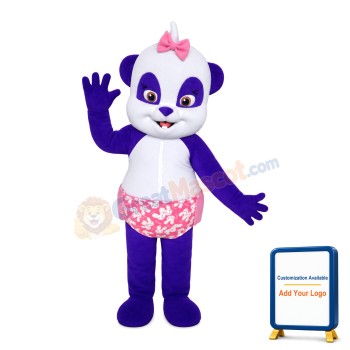 Blue & White Panda Baby With Pink Underwear Mascot Costume