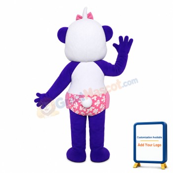 Blue & White Panda Baby With Pink Underwear Mascot Costume