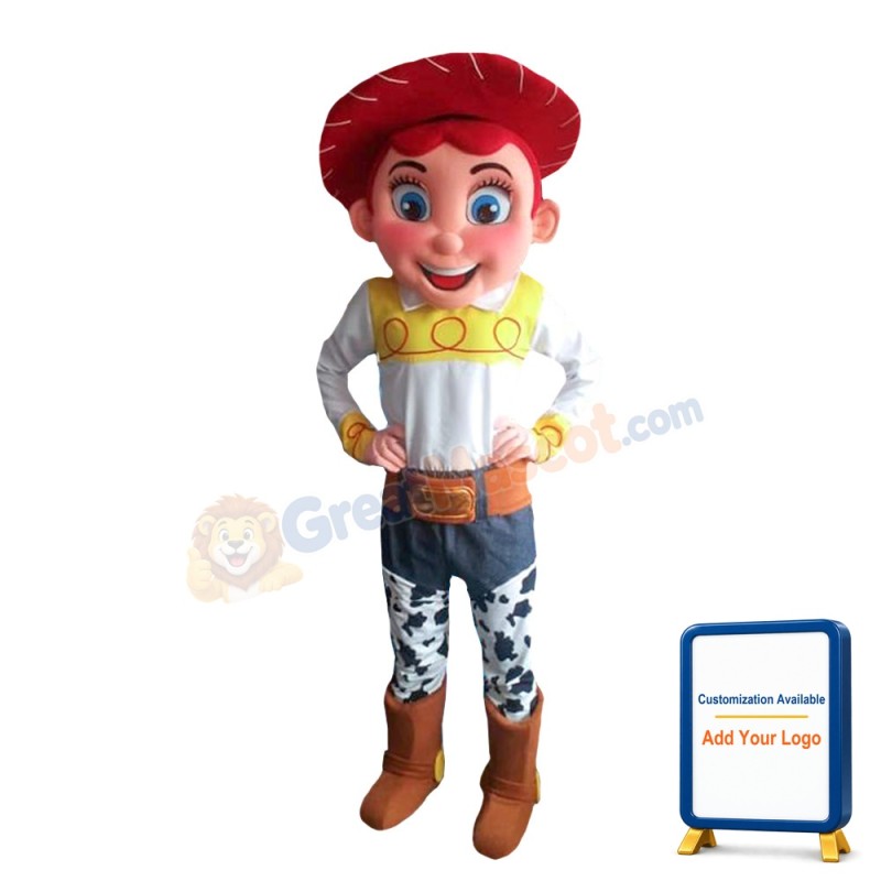 Happy Cowboy With Red Berets Mascot Costume
