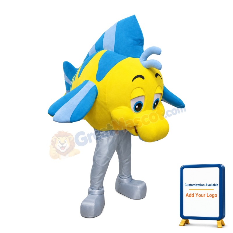 Light Blue & Yellow Fish Mascot Costume For Performance