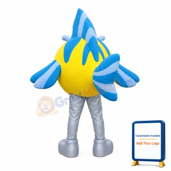 Light Blue & Yellow Fish Mascot Costume For Performance