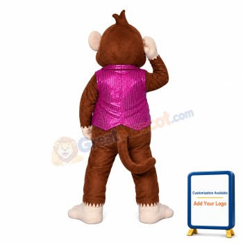 Smart Monkey With Bright Purple Vest Mascot Costume