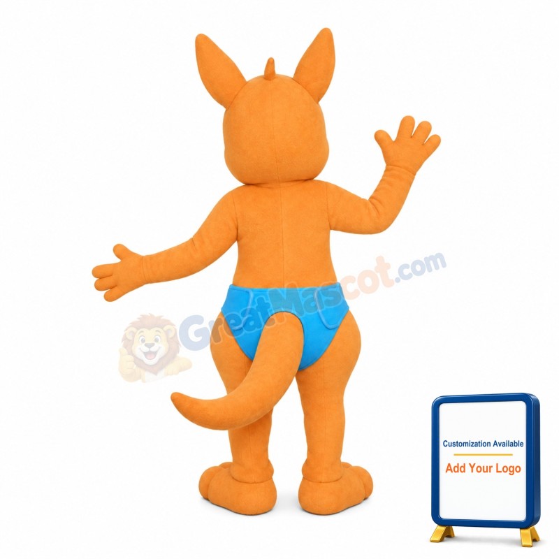 Super Cute Kangaroo Baby With Blue Underpant Mascot Costume