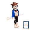 Scary Skeleton Wearing Blue Coat Mascot Costume