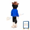 Scary Skeleton Wearing Blue Coat Mascot Costume