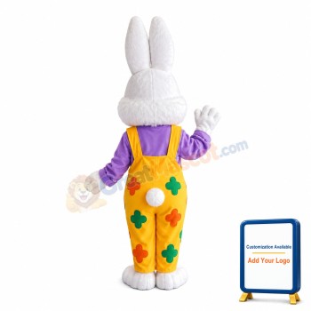Well-behaved Rabbit With Yellow Flower Pants Mascot Costume