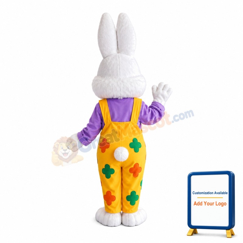 Well-behaved Rabbit With Yellow Flower Pants Mascot Costume