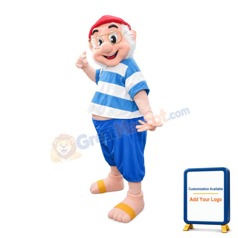 Casual Kind Old Grandpa Mascot Costume