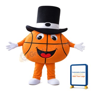Sports Basketball With Bowler Hat Mascot Costume