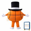 Sports Basketball With Bowler Hat Mascot Costume