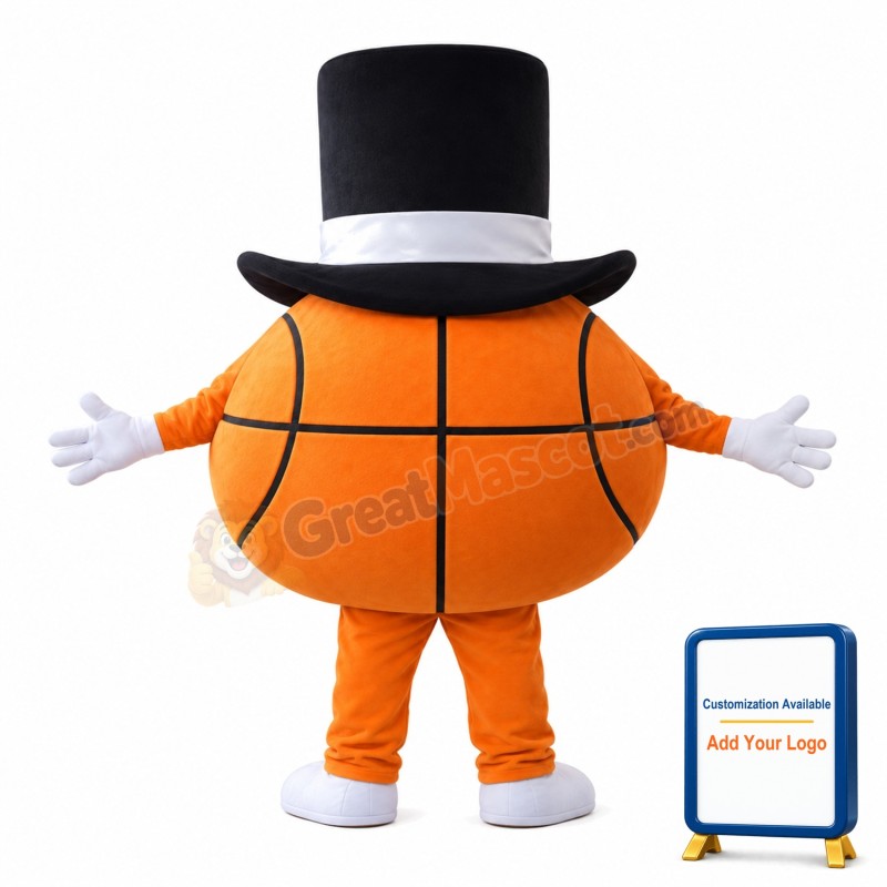 Sports Basketball With Bowler Hat Mascot Costume