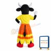 Wearing Yellow Dress Cow With Sliver Bell Mascot Costume