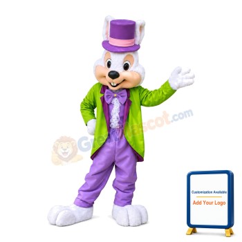 Gentleman Rabbit With Green Tuxedo Mascot Costume