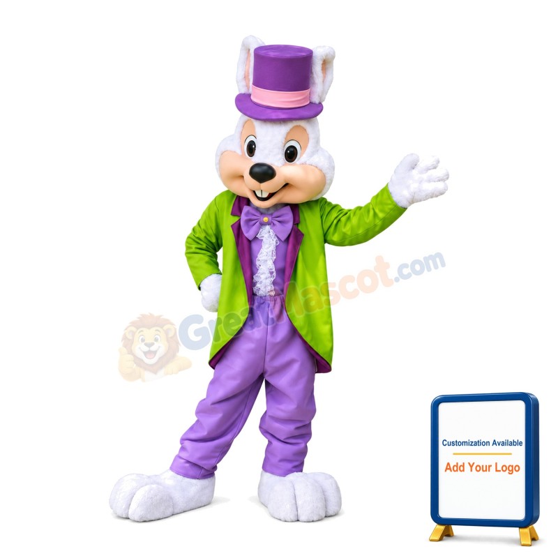 Gentleman Rabbit With Green Tuxedo Mascot Costume