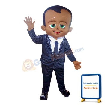Black Little Boy With Suit Mascot Costume
