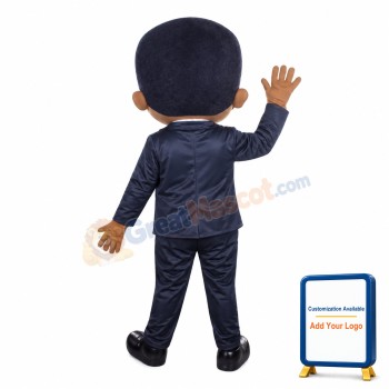 Black Little Boy With Suit Mascot Costume