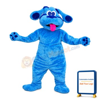 Blue Puppy Sticking Out Tongue Mascot Costume