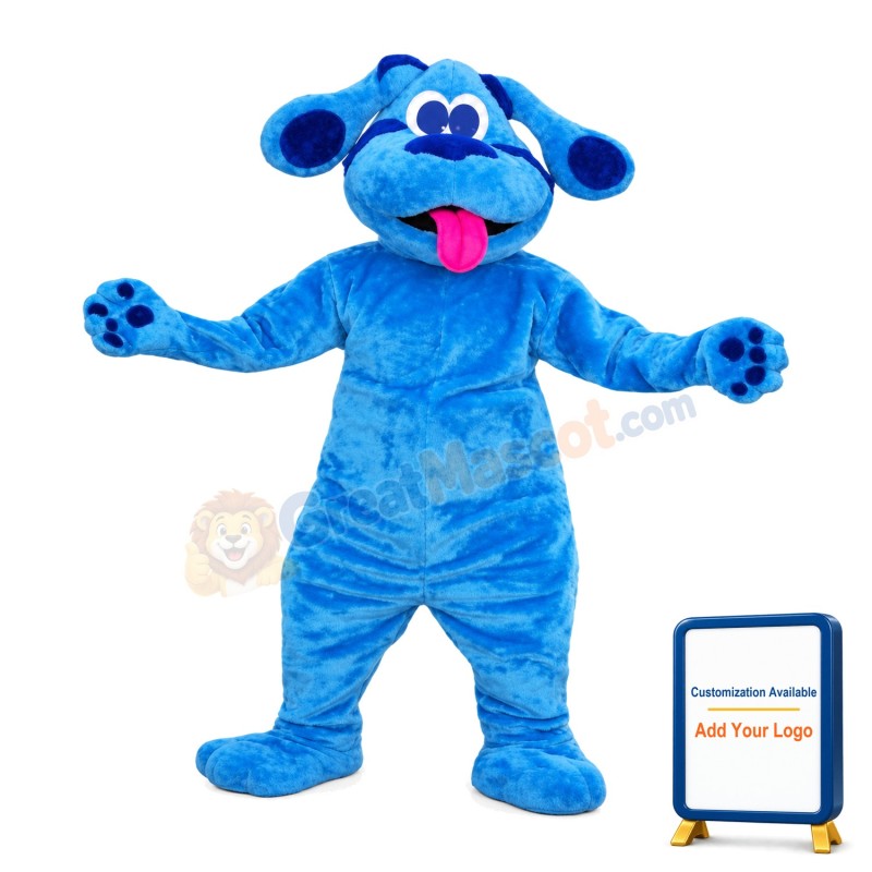 Blue Puppy Sticking Out Tongue Mascot Costume