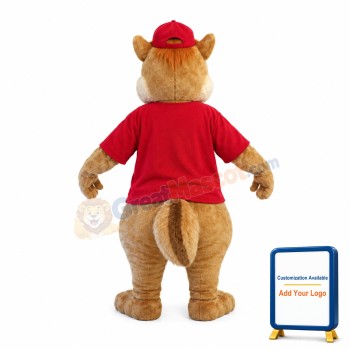 Fat Brown Squirrel With Red Cap Mascot Costume