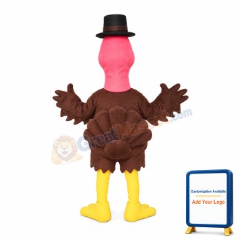 Brown Chicken With Red Head Mascot Costume