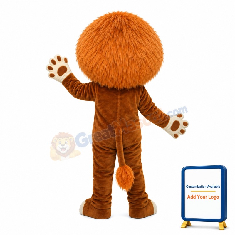 Long Brown Mane Lion Mascot Costume