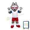 Grey Fox Wearing Jersey Mascot Costume