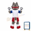 Grey Fox Wearing Jersey Mascot Costume