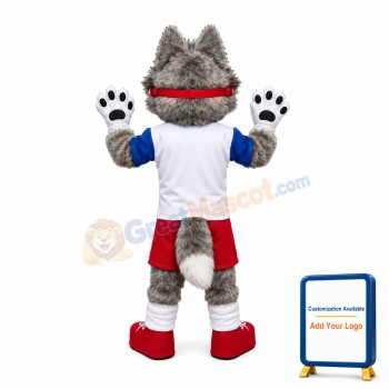 Grey Fox Wearing Jersey Mascot Costume