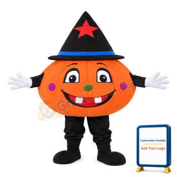 Pumpkin Doll With Black Cap Mascot Costume
