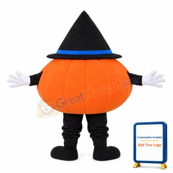 Pumpkin Doll With Black Cap Mascot Costume