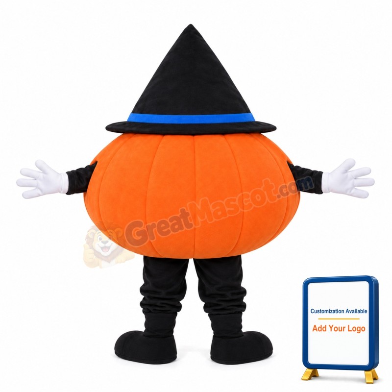 Pumpkin Doll With Black Cap Mascot Costume