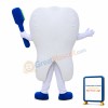 White Baby Teeth Holding Brush Mascot Costume