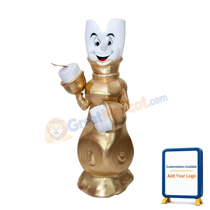 White Candle On Golden Candlestick Mascot Costume