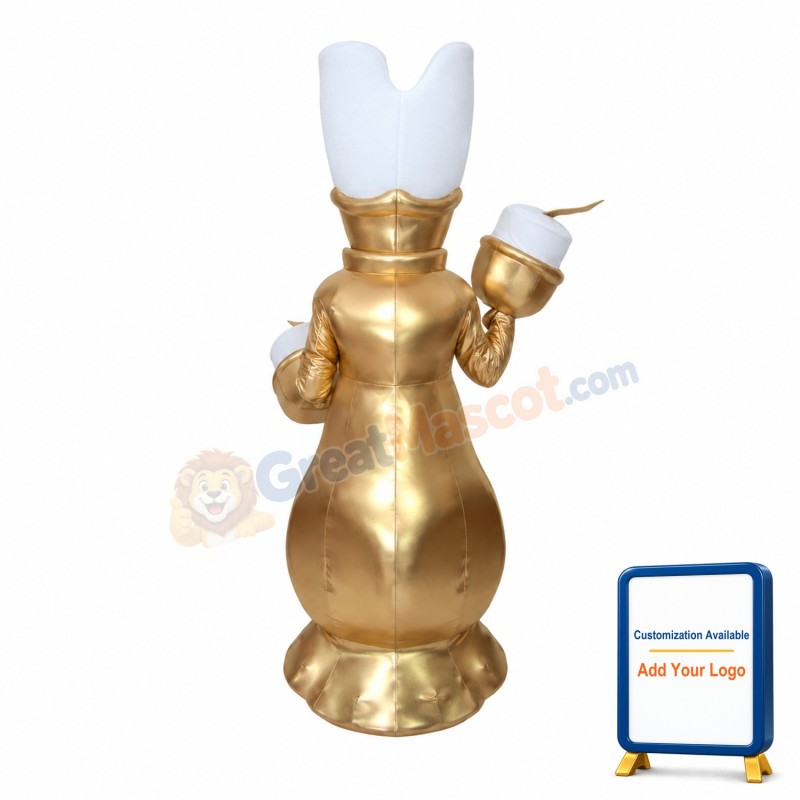 White Candle On Golden Candlestick Mascot Costume