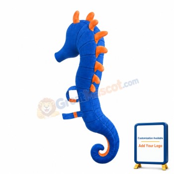 Cartoon Blue Seahorse Mascot Costume