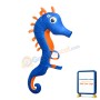 Cartoon Blue Seahorse Mascot Costume