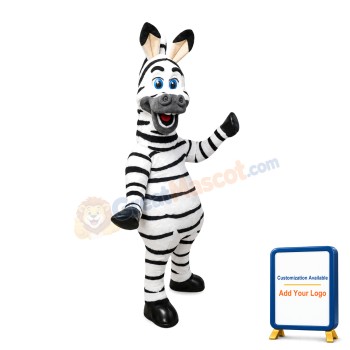 Standing Zebra With Open Mouth Mascot Costume