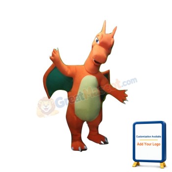Giant Charizard With Green Wings Mascot Costume