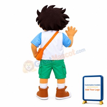 Young Little Boy Carrying Shoulder Bag Mascot Costume