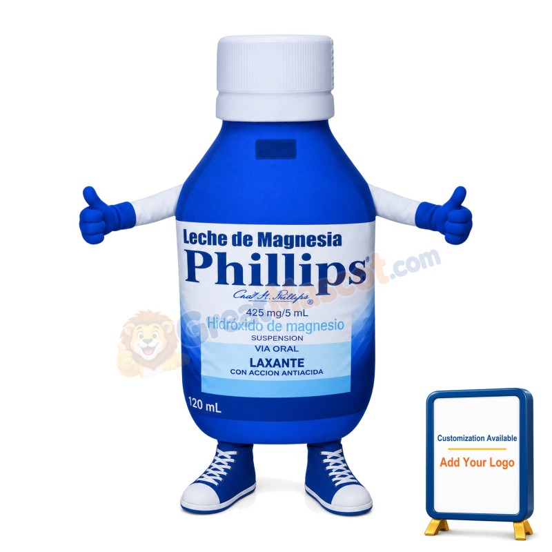 Blue Magnesium Hydroxide Bottle Mascot Costume