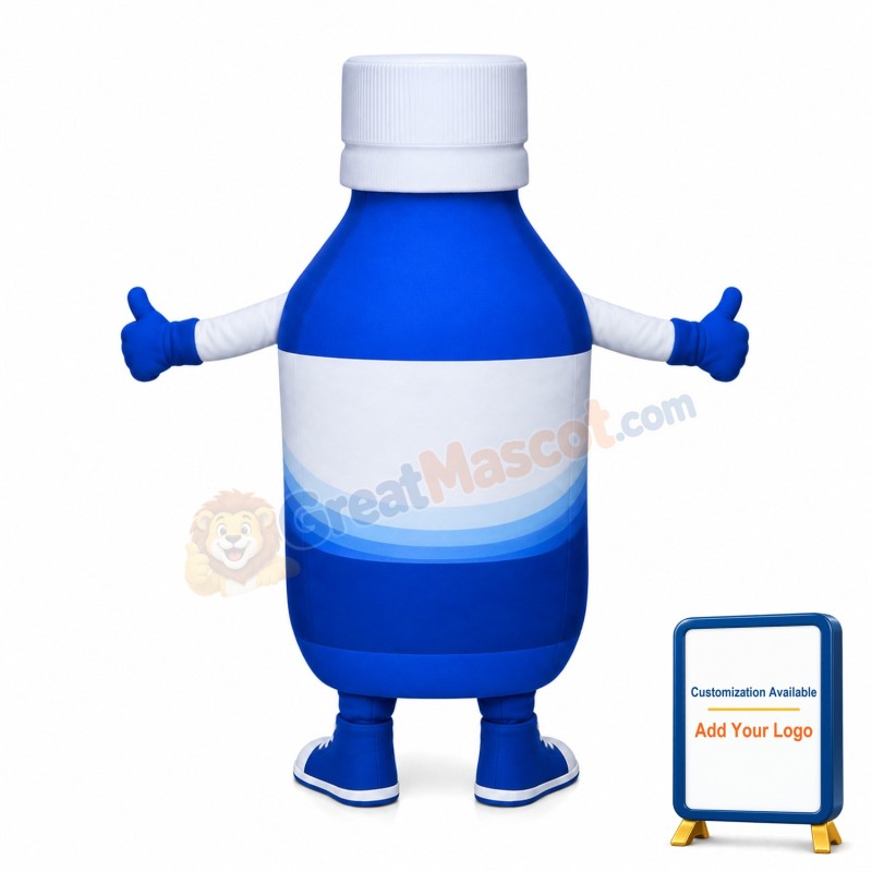 Blue Magnesium Hydroxide Bottle Mascot Costume