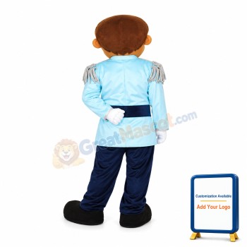 Tall Handsome Prince With Blue Set Mascot Costume