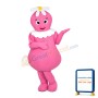 Round Body Pink Doll With Flower On Head Mascot Costume