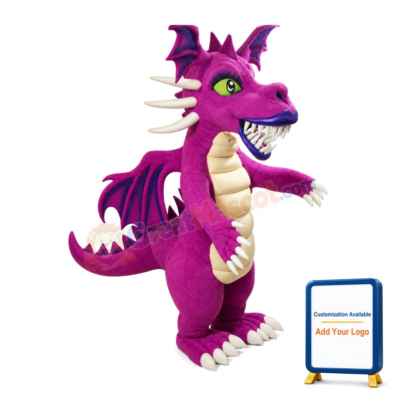Green Eyes Purple Evil Dragon Mascot Costume