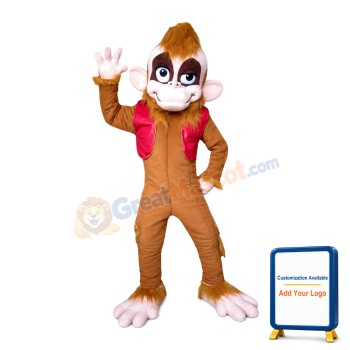 Funny Style Monkey In Red Vest Mascot Costume